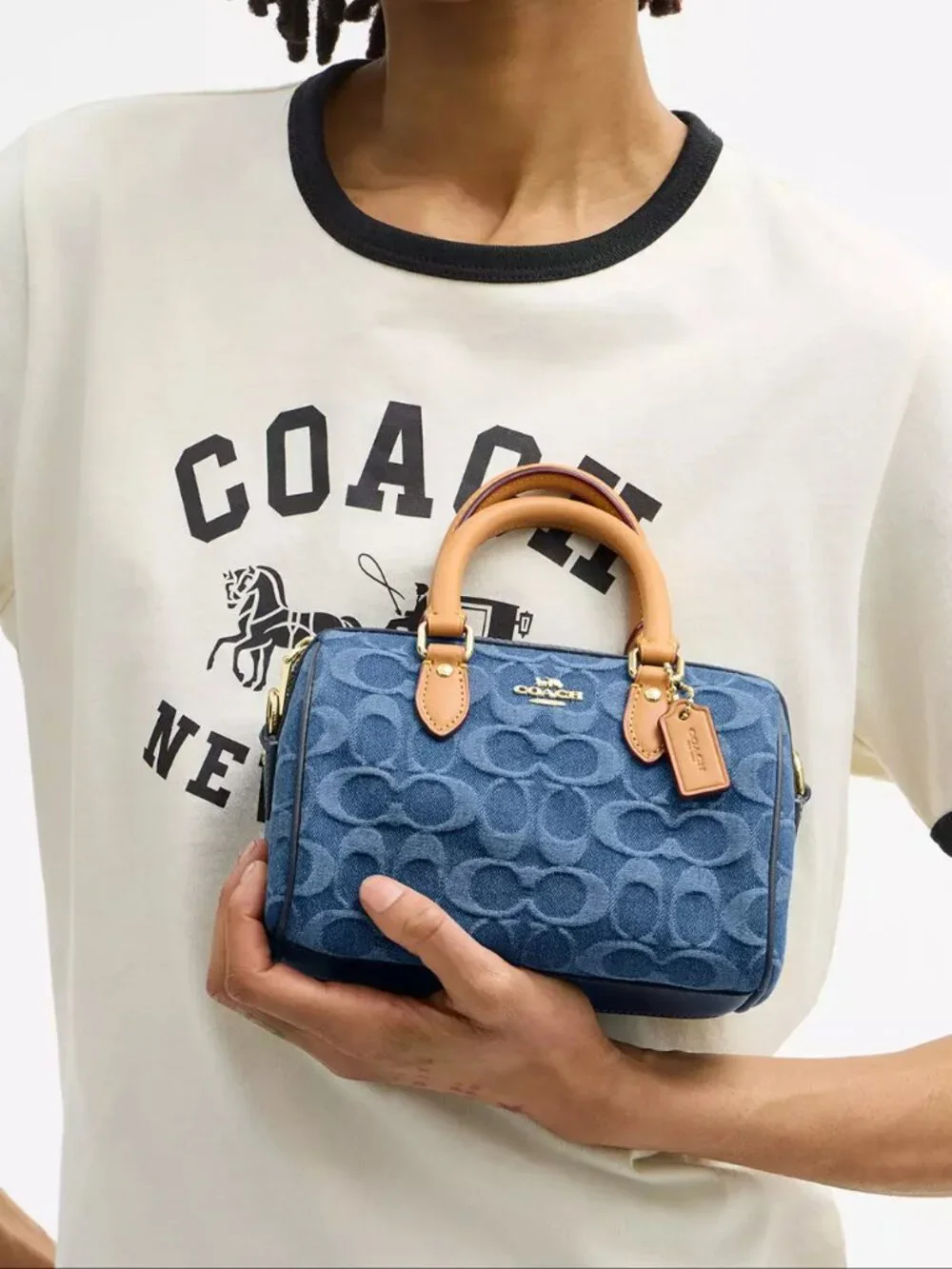 Mini Rowan Crossbody Bag In Signature Denim CDQ36 - Picture 10 of 11